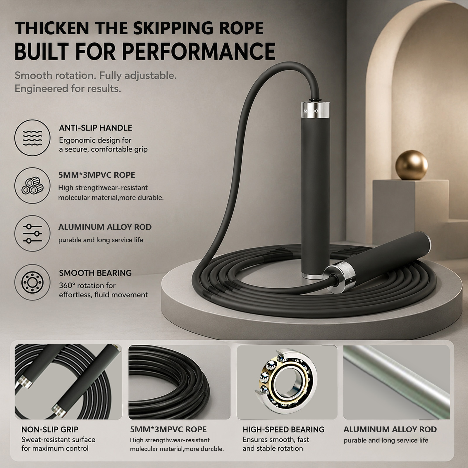 Skipping Rope Pvc - เชือกกระโดดสำหรับออกกำลังกาย ชกมวย ลดน้ำหนัก สำหรับผู้ใหญ่ ปรับความยาวได้ สำหรับผู้เริ่มต้น