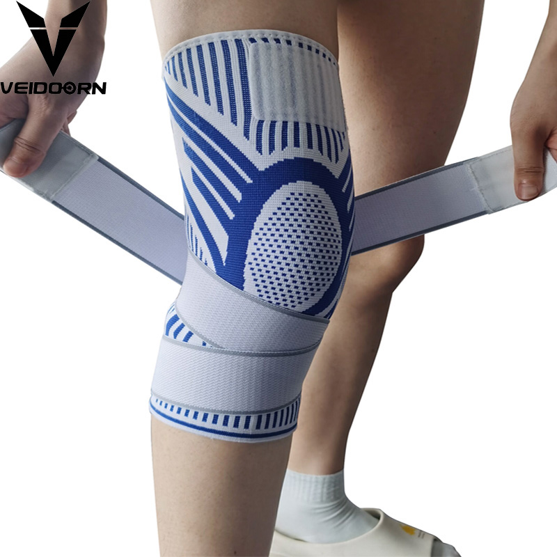 Crossfit Gear Men - 1PC ผู้ชายการบีบอัดกีฬา Crossfit เข่า Pads ฟิตเนสเกียร์ยืดหยุ่นบาสเกตบอลวอลเลย์บอลเข่ารั้งสายรัดยาว